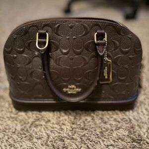 Coach Dark Brown Embossed Satchel